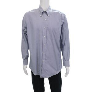 Brooks Brothers Men Button-Down Blue Striped Long Sleeve Big & Tall Size M